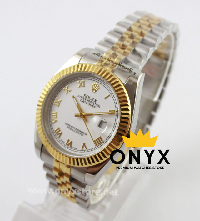 Rolex Datejust Half Gold White Dial 