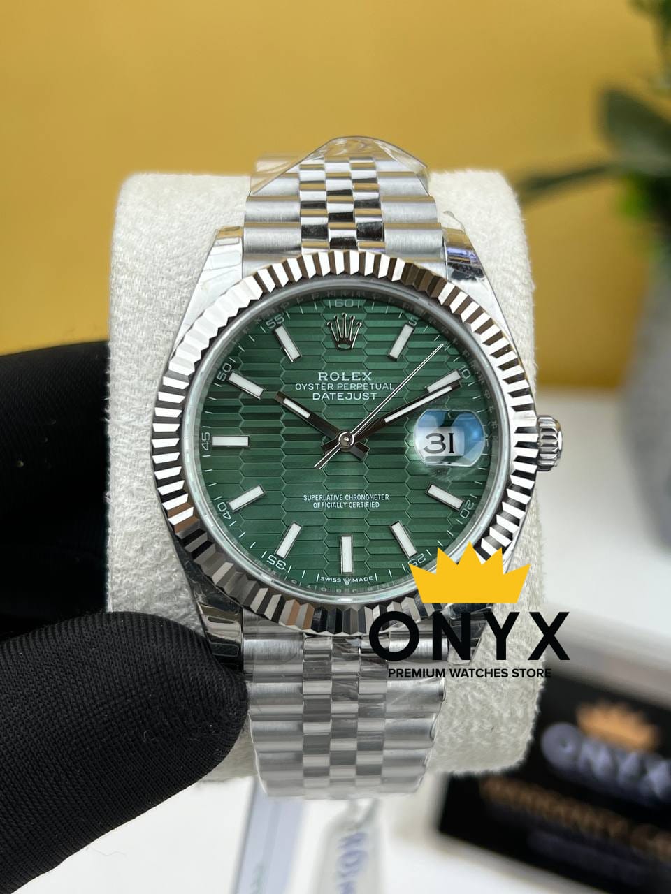 Rolex Date just 41mm Motif Green Dial - Swiss 3235 movement - Onyx