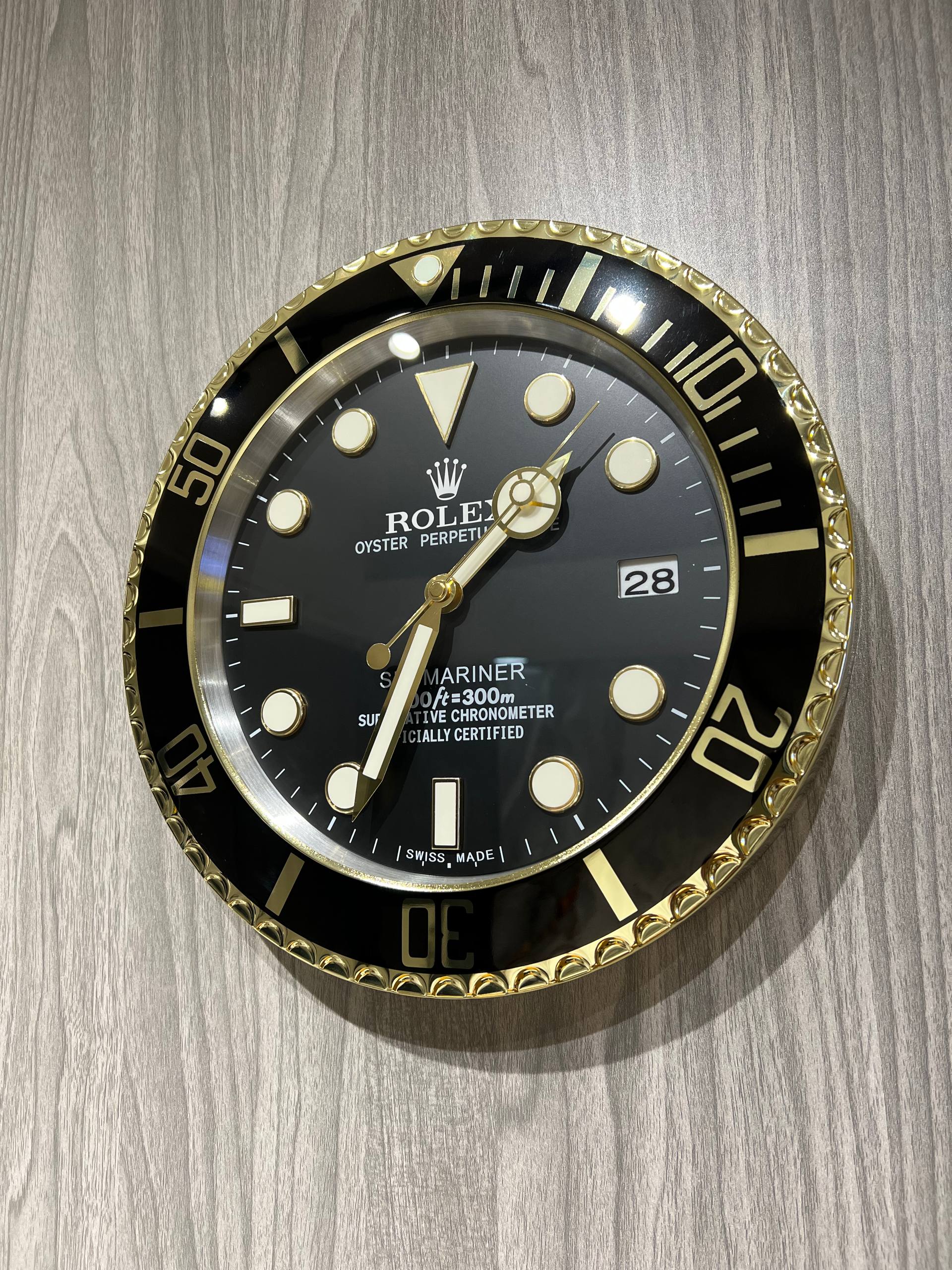 Rolex Submariner Gold Black Dial Wall Clock - Onyx Store